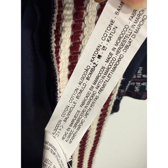 ZARA Trafaluc Boho Woven Open Front Cardigan Kimono Jacket Navy Cotton Size M - Picture 8 of 8